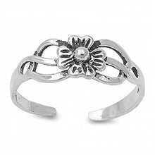 Load image into Gallery viewer, Sterling Silver Fancy Flower Design Toe Ring, Face Height 5 MM
