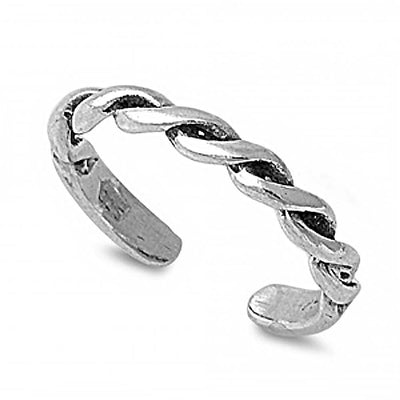 Sterling Silver Fancy Thin Rope Design Toe RingAnd Width 2 MM