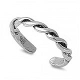 Sterling Silver Fancy Thin Rope Design Toe RingAnd Width 2 MM