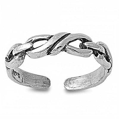 Sterling Silver Fancy Knot Link Toe RingAnd Width 4 MM