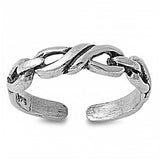 Sterling Silver Fancy Knot Link Toe RingAnd Width 4 MM