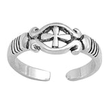 Sterling Silver Fancy Cross Design Toe RingAnd Width 5 MM