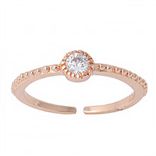 Load image into Gallery viewer, Sterling Silver Rose Gold Plated Thin Toe Ring with Centered CZ And Face Height 4 MM