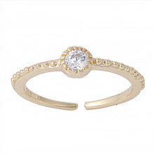 Load image into Gallery viewer, Sterling Silver Yellow Gold Plated Thin Toe Ring with Centered CZ And Face Height 4 MM