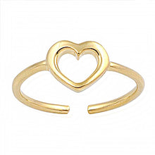 Load image into Gallery viewer, Sterling Silver Yellow Gold Thin Heart Toe RingAnd Face Height 6 MM