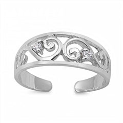 Sterling Silver Curve Shape Toe RingAndFace Height  6mm