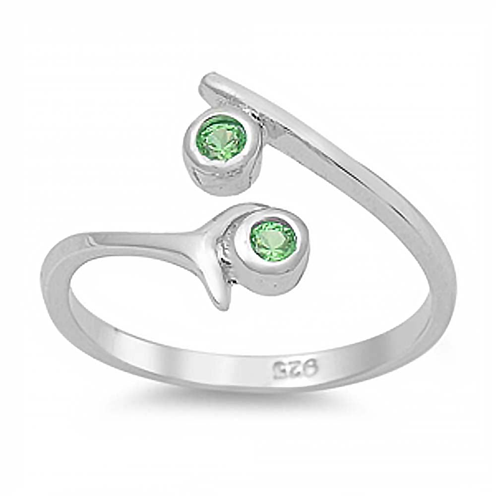Sterling Silver Emerald Cubic Zirconia Toe RingAndFace Height  10mm