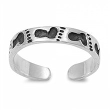Load image into Gallery viewer, Sterling Silver Foot Prints Shape Toe RingAndFace Height  3mm