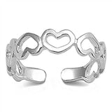 Sterling Silver Hearts Toe Ring