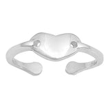 Sterling Silver Heart Shape Toe RingAndFace Height  5mm