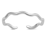 Sterling Silver waves Shape Toe RingAndFace Height 2mm