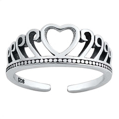 Sterling Silver  Heart Crown Toe Ring