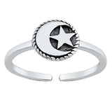 Sterling Silver Moon And Star Toe Ring