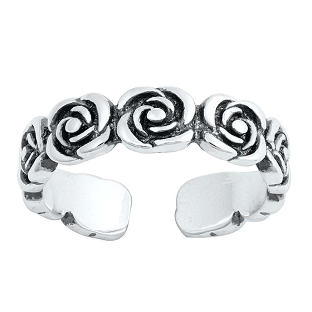 Sterling Silver Flowers Toe Ring