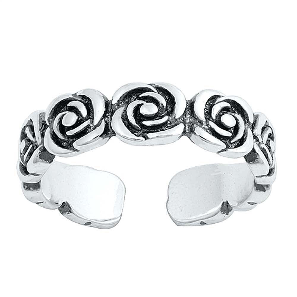 Sterling Silver Flowers Toe Ring