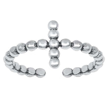 Load image into Gallery viewer, Sterling Silver Oxidized Beaded Cross Toe Ring