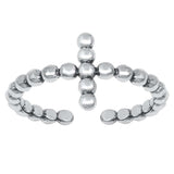 Sterling Silver Oxidized Beaded Cross Toe Ring