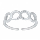 Sterling Silver Rhodium Plated Circles Toe Ring