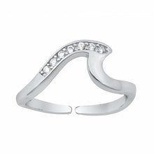 Load image into Gallery viewer, Sterling Silver Clear CZ Wave Toe Ring
