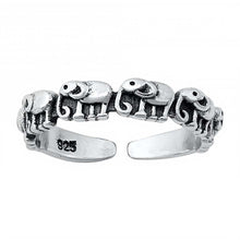 Load image into Gallery viewer, Sterling Silver Oxidized Finish Elephants Toe Ring