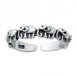 Sterling Silver Oxidized Finish Elephants Toe Ring