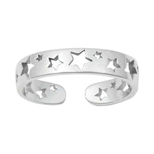 Load image into Gallery viewer, Sterling Silver Rhodium Plated Stars Toe Ring