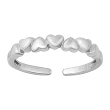 Load image into Gallery viewer, Sterling Silver High Polish Hearts Toe Ring