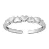 Sterling Silver High Polish Hearts Toe Ring
