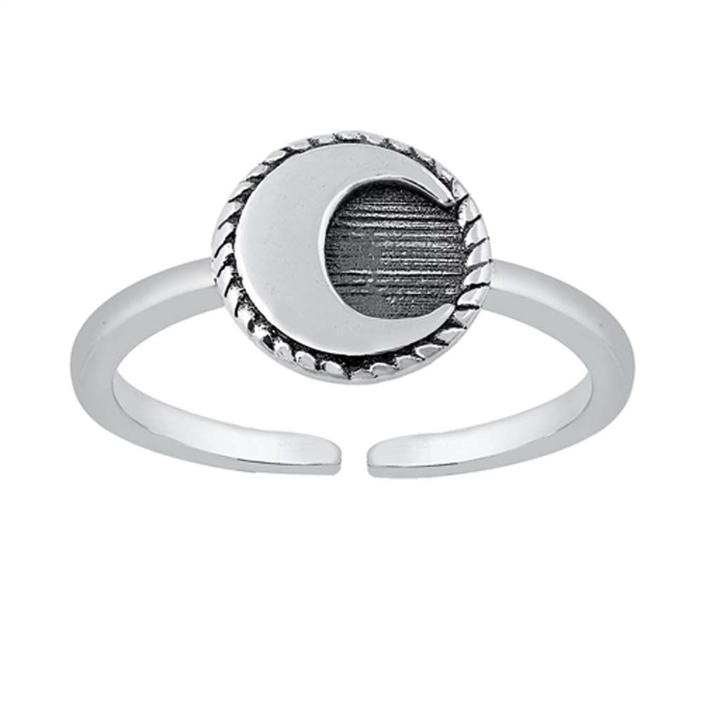 Sterling Silver High Polish Crescent Moon Toe Ring
