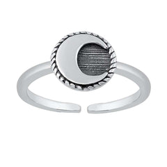 Sterling Silver High Polish Crescent Moon Toe Ring