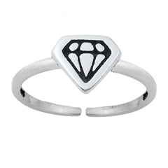 Sterling Silver Oxidized Diamond Toe Ring
