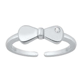 Sterling Silver Polished Bow Toe Ring