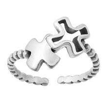 Load image into Gallery viewer, Sterling Silver Oxidized Crosses Toe Ring