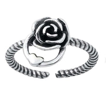 Load image into Gallery viewer, Sterling Silver Oxidized Rose Toe Ring
