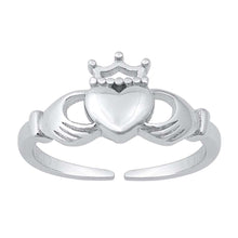 Load image into Gallery viewer, Sterling Silver Rhodium Plated Claddagh Toe Ring