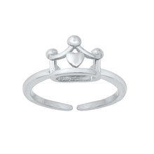 Load image into Gallery viewer, Sterling Silver Rhodium Plated Crown Toe Ring