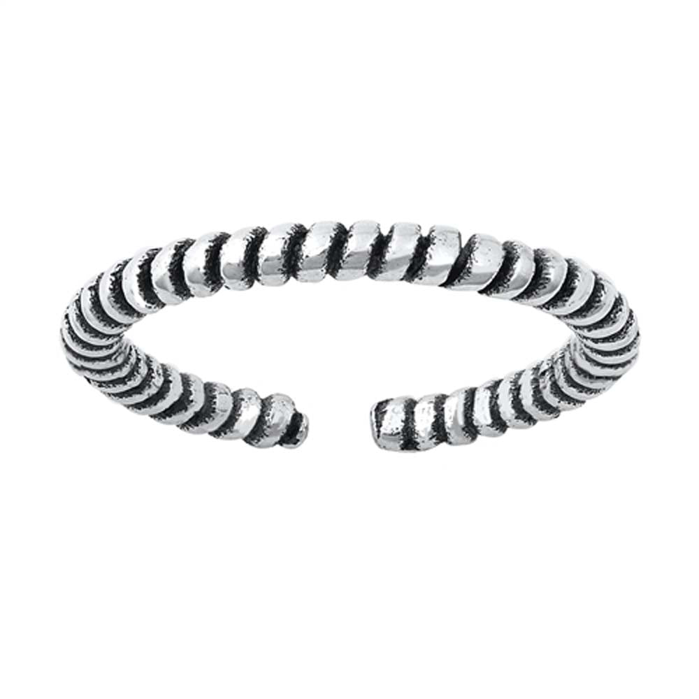 Sterling Silver Oxidized Rope Band Toe Ring