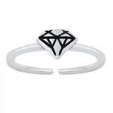 Sterling Silver Oxidized Diamond Toe Ring
