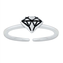 Sterling Silver Oxidized Diamond Toe Ring
