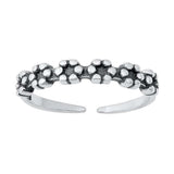 Sterling Silver Rhodium Plated Flowers Toe Ring