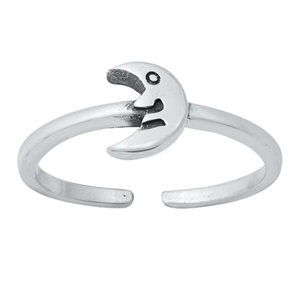 Sterling Silver Oxidized Crescent Moon Toe Ring