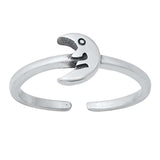 Sterling Silver Oxidized Crescent Moon Toe Ring