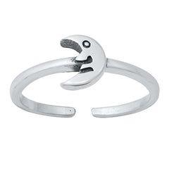 Sterling Silver Oxidized Crescent Moon Toe Ring
