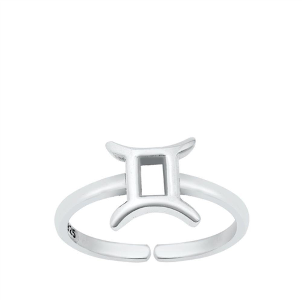 Sterling Silver Gemini Zodiac Sign Toe Ring - silverdepot
