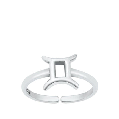 Sterling Silver Gemini Zodiac Sign Toe Ring - silverdepot