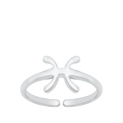 Sterling Silver Pisces Zodiac Sign Toe Ring - silverdepot
