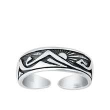 Load image into Gallery viewer, Sterling Silver Oxidized Mountains and Sun Toe Ring