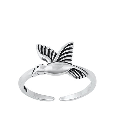 Sterling Silver Oxidized Hummingbird Toe Ring