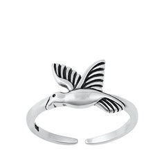 Sterling Silver Oxidized Hummingbird Toe Ring