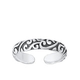 Sterling Silver Oxidized Vines Toe Ring